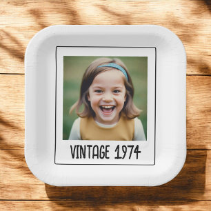 Vintage Milestone Birthday Photo Keepsake Paper Plate