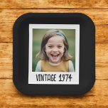 Vintage Milestone Birthday Photo Keepsake Paper Plate<br><div class="desc">Celebrate special milestones with our Vintage Milestone Birthday Photo Keepsake Paper Plates! Featuring a classic vintage design, these plates are personalised with a memorable photo and milestone date, adding a unique touch to your party decor. Made from high-quality, durable materials, they are both stylish and practical for serving your favourite...</div>