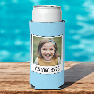 Vintage Milestone Birthday Photo Keepsake Seltzer Can Cooler
