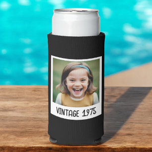 Vintage Milestone Birthday Photo Keepsake Seltzer Can Cooler