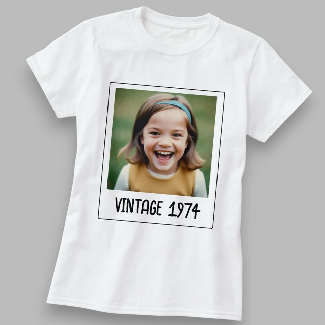 Vintage Milestone Birthday Photo Keepsake T-Shirt (Creator Uploaded)