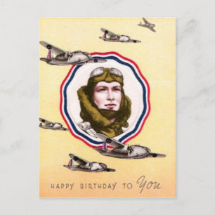 Vintage Military Air Force Birthday Postcard