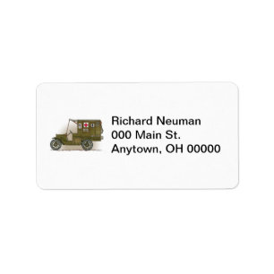 Vintage Military Ambulance Address Label