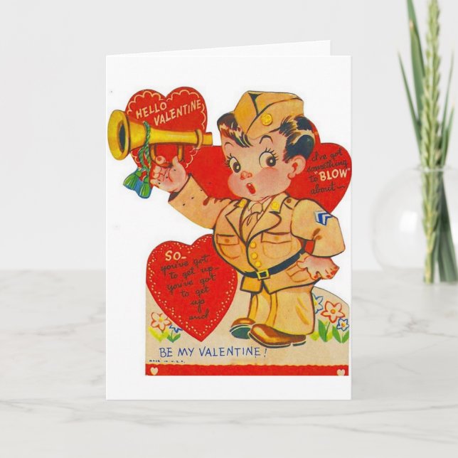 Vintage Military Bugler Valentine's Day Card (Front)