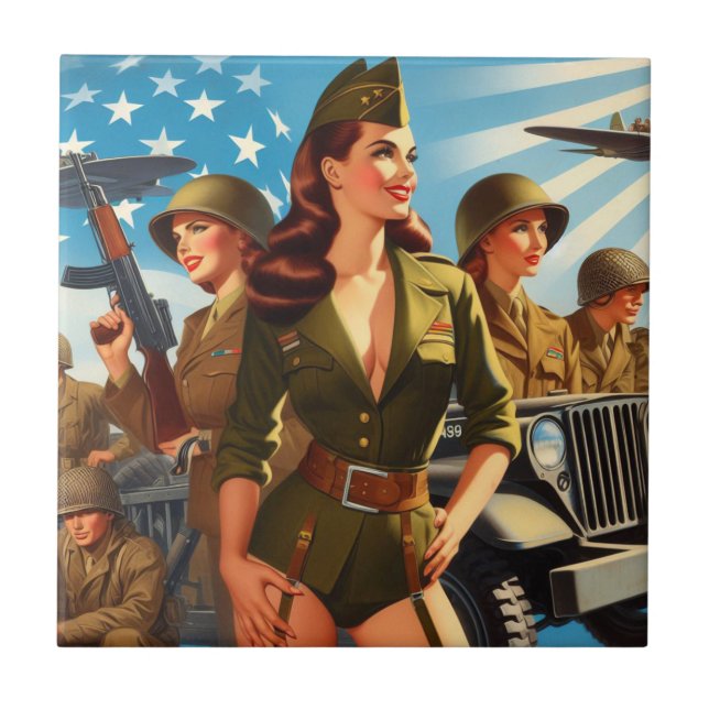 Vintage Military Girl Tile (Front)