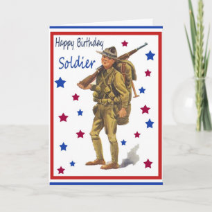 Vintage Military Happy Birthday Card