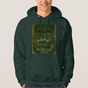 Vintage Military Helicopter Camouflage Graphic Hoodie