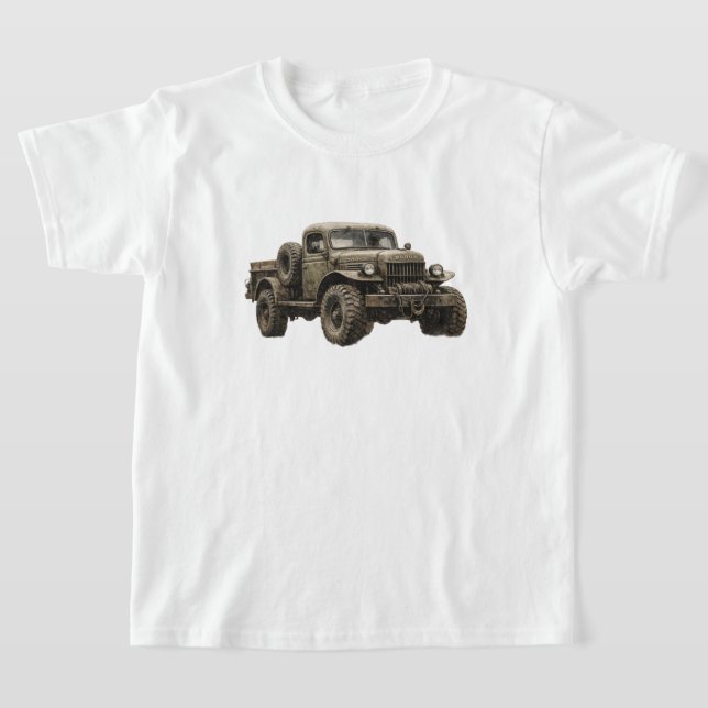 Vintage Military Off-Road Truck Illustration T-Shirt (Laydown)