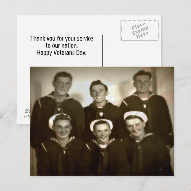 Vintage Military Photo Thank You Veterans Postcard (Front/Back)
