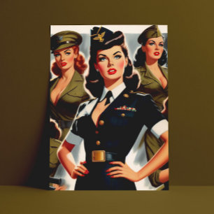 Vintage Military Pin-up Postcard