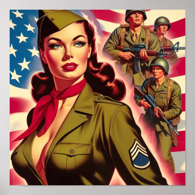 Vintage Military Pin-up Poster (Front)