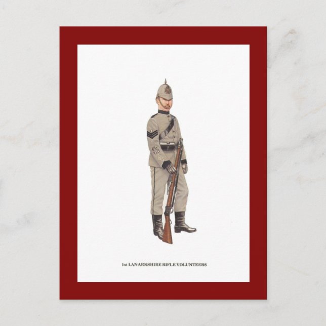 Vintage Military Uniforms, 1st Lanarkshire Rifle Postcard (Front)