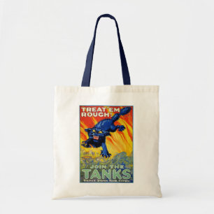 Vintage Military War Advertising with a Wild Cat Tote Bag