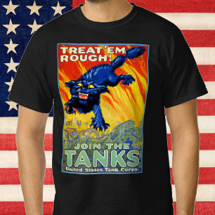 Vintage Military War Recruiting with a Wild Cat T-Shirt