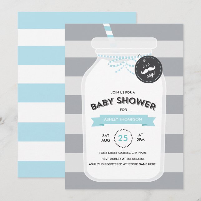 Vintage Milk Bottle Baby Shower Invite (Front/Back)