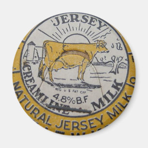 Vintage Milk Bottle Cap Cow Jersey Dairy Magnet