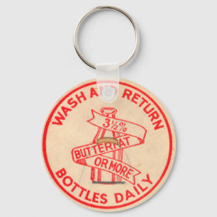 Vintage Milk Bottle Cap Keychain