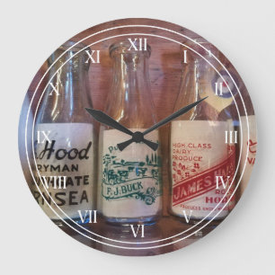 Vintage Milk Bottles By Gone Times Large Clock