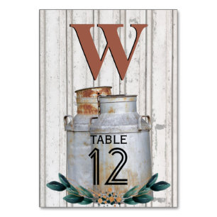 Vintage Milk Cans Metal Rustic Antique Monogram Table Number