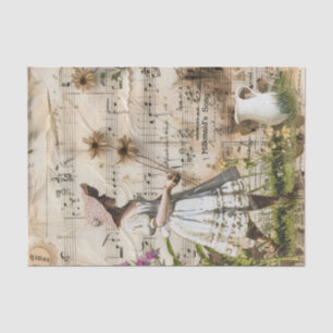 Vintage Milkmaid Farmer Decoupage Tissue Paper
