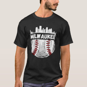 Vintage Milwaukee Baseball Skyline Milwaukee Baseb T-Shirt