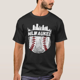 Vintage Milwaukee Baseball Skyline Milwaukee Baseb T-Shirt