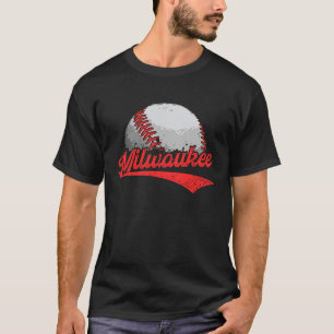 Vintage Milwaukee Cityscape Baseball  For Men Wome T-Shirt