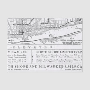 Vintage Milwaukee Railroad Map Tissue Paper