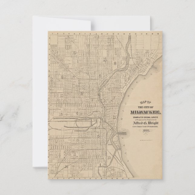 Vintage Milwaukee, Wisconsin Map Card (Front)