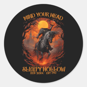 Vintage Mind Your Head Sleepy Hollow Headless Hors Classic Round Sticker
