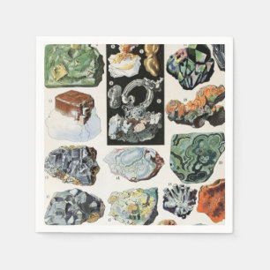 Vintage Minerals Rocks Geology Napkin