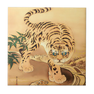 Vintage Minhwa Tiger by a Stream Tile