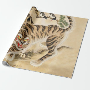 Vintage Minhwa Tiger Under Pine Tree Wrapping Paper