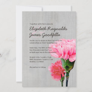 Vintage Mini-Carnation Wedding Invitations