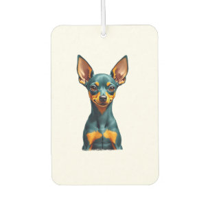 Vintage Miniature Pinscher Portrait Colorful Engra Car Air Freshener