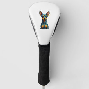 Vintage Miniature Pinscher Portrait Colourful Engr Golf Head Cover