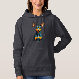 Vintage Miniature Pinscher Portrait Colourful Engr Hoodie