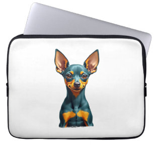 Vintage Miniature Pinscher Portrait Colourful Engr Laptop Sleeve