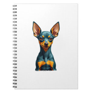Vintage Miniature Pinscher Portrait Colourful Engr Notebook