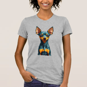 Vintage Miniature Pinscher Portrait Colourful Engr T-Shirt