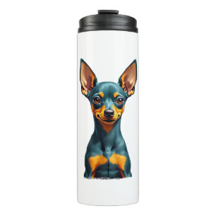 Vintage Miniature Pinscher Portrait Colourful Engr Thermal Tumbler