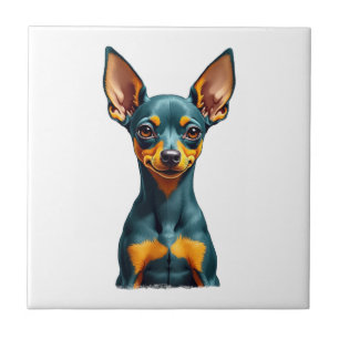 Vintage Miniature Pinscher Portrait Colourful Engr Tile