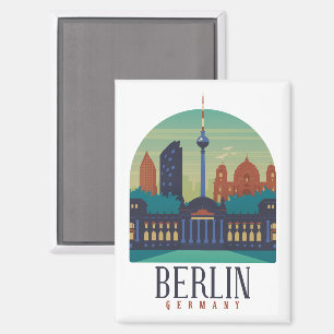 Vintage Minimal Berlin Germany Skyline Travel Magnet