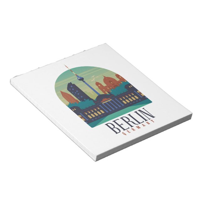 Vintage Minimal Berlin Germany Skyline Travel Notepad (Angled)