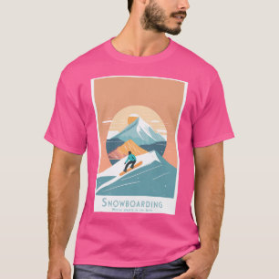 Vintage Minimal Retro Travel Poster Snowboarding A T-Shirt