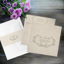 Vintage Minimalist Elegant Wedding Envelope