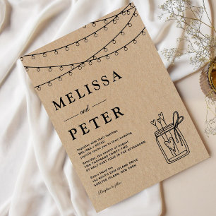 Vintage Minimalist Garland Classic Brown Wedding Invitation