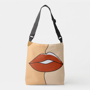 Vintage Minimalist Kissing Couple Abstract Crossbody Bag