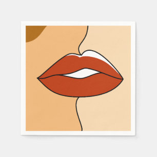 Vintage  Minimalist Kissing Couple Abstract Napkin