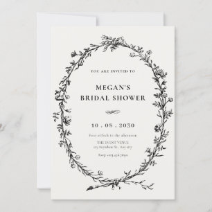 Vintage minimalist simple bridal shower invitation
